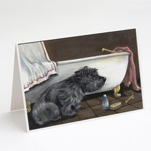 Load image into Gallery viewer, Cairn Terrier Bath Time Greeting Cards -  Blank Note Cards – 8-Pack of Artist-Designed Cards with Envelopes