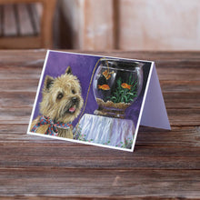 Load image into Gallery viewer, Cairn Terrier Gone Fishing Greeting Cards -  Blank Note Cards – 8-Pack of Artist-Designed Cards with Envelopes