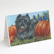 Load image into Gallery viewer, Cairn Terrier Mom's Pumpkins Greeting Cards -  Blank Note Cards – 8-Pack of Artist-Designed Cards with Envelopes