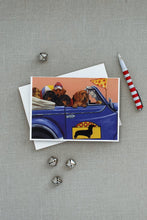 Load image into Gallery viewer, Dachshund Dachsmobile Greeting Cards -  Blank Note Cards – 8-Pack of Artist-Designed Cards with Envelopes