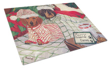 Load image into Gallery viewer, Dachshund Christmas Waiting for Santa Glass Cutting Boards – Durable, Decorative Kitchen Art Large PPP3260LCB