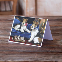 Load image into Gallery viewer, Fox Terrier Checkmates Greeting Cards -  Blank Note Cards – 8-Pack of Artist-Designed Cards with Envelopes