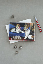 Load image into Gallery viewer, Fox Terrier Checkmates Greeting Cards -  Blank Note Cards – 8-Pack of Artist-Designed Cards with Envelopes