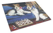 Load image into Gallery viewer, Fox Terrier Checkmates Glass Cutting Boards – Durable, Decorative Kitchen Art Large PPP3261LCB