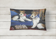 Load image into Gallery viewer, Fox Terrier Checkmates Canvas Fabric Decorative Pillow PPP3261PW1216