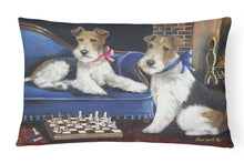 Load image into Gallery viewer, Fox Terrier Checkmates Canvas Fabric Decorative Pillow PPP3261PW1216