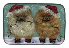 Load image into Gallery viewer, Pomeranian Christmas Lighten Up Dish Drying Mat – Absorbent, Artistic Kitchen Essentials PPP3267DDM