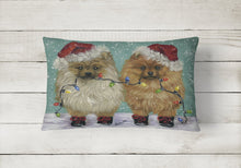 Load image into Gallery viewer, Pomeranian Christmas Lighten Up Canvas Fabric Decorative Pillow PPP3267PW1216