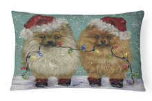 Load image into Gallery viewer, Pomeranian Christmas Lighten Up Canvas Fabric Decorative Pillow PPP3267PW1216