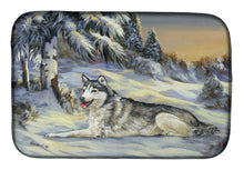 Load image into Gallery viewer, Siberian Husky Winterscape Dish Drying Mat – Absorbent, Artistic Kitchen Essentials PPP3274DDM