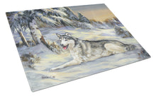 Load image into Gallery viewer, Siberian Husky Winterscape Glass Cutting Boards – Durable, Decorative Kitchen Art Large PPP3274LCB