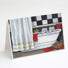 Load image into Gallery viewer, Westie Pour Le Bain Bathtime Greeting Cards -  Blank Note Cards – 8-Pack of Artist-Designed Cards with Envelopes