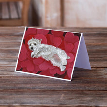 Load image into Gallery viewer, Westie Queen of Hearts Greeting Cards -  Blank Note Cards – 8-Pack of Artist-Designed Cards with Envelopes