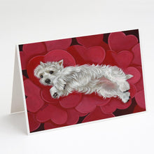 Load image into Gallery viewer, Westie Queen of Hearts Greeting Cards -  Blank Note Cards – 8-Pack of Artist-Designed Cards with Envelopes