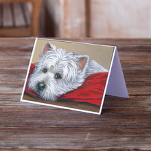 Load image into Gallery viewer, Westie Red Pillow Greeting Cards -  Blank Note Cards – 8-Pack of Artist-Designed Cards with Envelopes