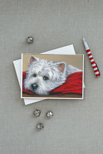 Load image into Gallery viewer, Westie Red Pillow Greeting Cards -  Blank Note Cards – 8-Pack of Artist-Designed Cards with Envelopes