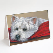 Load image into Gallery viewer, Westie Red Pillow Greeting Cards -  Blank Note Cards – 8-Pack of Artist-Designed Cards with Envelopes