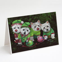 Load image into Gallery viewer, Westie Christmas Santa's Assistants Greeting Cards -  Blank Note Cards – 8-Pack of Artist-Designed Cards with Envelopes