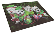 Load image into Gallery viewer, Westie Christmas Santa's Assistants Glass Cutting Boards – Durable, Decorative Kitchen Art Large PPP3285LCB
