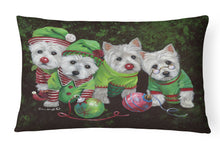 Load image into Gallery viewer, Westie Christmas Santa's Assistants Canvas Fabric Decorative Pillow PPP3285PW1216