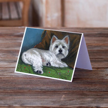 Load image into Gallery viewer, Westie Wake Up Greeting Cards -  Blank Note Cards – 8-Pack of Artist-Designed Cards with Envelopes