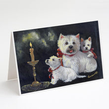 Load image into Gallery viewer, Westie Westie's Aglow Greeting Cards -  Blank Note Cards – 8-Pack of Artist-Designed Cards with Envelopes