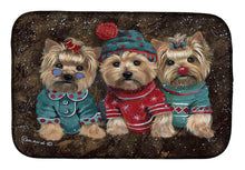 Load image into Gallery viewer, Yorkshire Terrier Yorkie Christmas Elves Dish Drying Mat – Absorbent, Artistic Kitchen Essentials PPP3291DDM