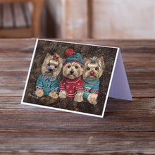 Load image into Gallery viewer, Yorkshire Terrier Yorkie Christmas Elves Greeting Cards -  Blank Note Cards – 8-Pack of Artist-Designed Cards with Envelopes
