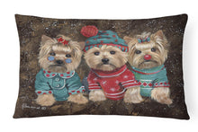 Load image into Gallery viewer, Yorkshire Terrier Yorkie Christmas Elves Canvas Fabric Decorative Pillow PPP3291PW1216