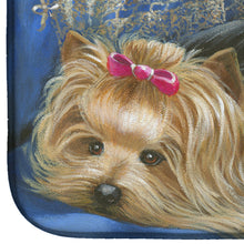 Load image into Gallery viewer, Yorkshire Terrier Yorkie Satin and Lace Dish Drying Mat – Absorbent, Artistic Kitchen Essentials PPP3293DDM