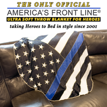 Load image into Gallery viewer, discontinued EL10-017 Official America&#39;s Front Line Thin Blue Line Police Round Blanket Bedding Sofa Couch Throw