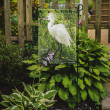 Load image into Gallery viewer, Snowy Egret Under Plum Tree Garden Flag – Decorative Outdoor Yard Flag PRS4002GF
