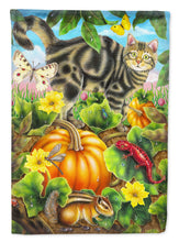 Load image into Gallery viewer, Cat Fuzzy in the Pumpkin Patch Garden Flag – Decorative Outdoor Yard Flag PRS4016GF