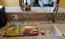 Load image into Gallery viewer, Chablis, Peach, Wine and Cheese Dish Drying Mat – Absorbent, Artistic Kitchen Essentials PRS4028DDM