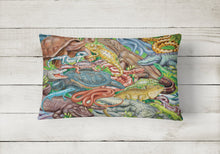 Load image into Gallery viewer, Scales and Tails, Snakes, Turtle, Reptiles Canvas Fabric Decorative Pillow PRS4034PW1216