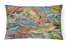 Load image into Gallery viewer, Scales and Tails, Snakes, Turtle, Reptiles Canvas Fabric Decorative Pillow PRS4034PW1216