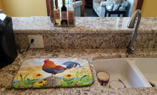 Load image into Gallery viewer, Rooster At Dawn Dish Drying Mat – Absorbent, Artistic Kitchen Essentials PRS4038DDM