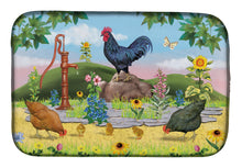 Load image into Gallery viewer, Rooster And Water Pump Dish Drying Mat – Absorbent, Artistic Kitchen Essentials PRS4039DDM