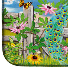 Load image into Gallery viewer, Peacock on Garden Fence Dish Drying Mat – Absorbent, Artistic Kitchen Essentials PRS4042DDM