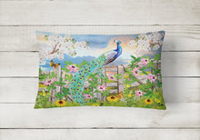 Load image into Gallery viewer, Peacock on Garden Fence Canvas Fabric Decorative Pillow PRS4042PW1216
