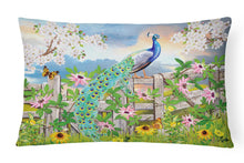 Load image into Gallery viewer, Peacock on Garden Fence Canvas Fabric Decorative Pillow PRS4042PW1216