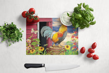 Load image into Gallery viewer, Rooster Barnyard Morning Glass Cutting Boards – Durable, Decorative Kitchen Art Large PRS4061LCB
