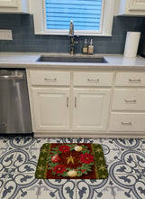 Load image into Gallery viewer, Holly Wreath with Christmas Ornaments Machine Washable Memory Foam Mat PTW2007RUG