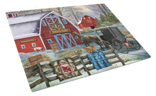Load image into Gallery viewer, Christmas Holiday Quilt Shop Barn Glass Cutting Boards – Durable, Decorative Kitchen Art Large PTW2064LCB