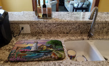 Load image into Gallery viewer, Logan's Pointe Lighthouse Golden Retriever Dish Drying Mat – Absorbent, Artistic Kitchen Essentials PTW2070DDM