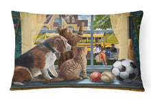 Load image into Gallery viewer, Beagle, Cats Back to School Canvas Fabric Decorative Pillow PTW2074PW1216