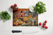 Load image into Gallery viewer, Fall Amish Pumpkin Stand Glass Cutting Boards – Durable, Decorative Kitchen Art Large PTW2075LCB