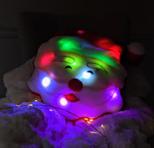 Load image into Gallery viewer, Tache Squishy Light Up Cute Christmas Cheery Santa Microbead LED Throw Pillow