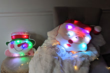 Load image into Gallery viewer, Tache Squishy Light Up Cute Christmas Cheery Santa Microbead LED Throw Pillow