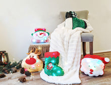 Load image into Gallery viewer, Tache Squishy Light Up Cute Christmas Cheery Santa Microbead LED Throw Pillow